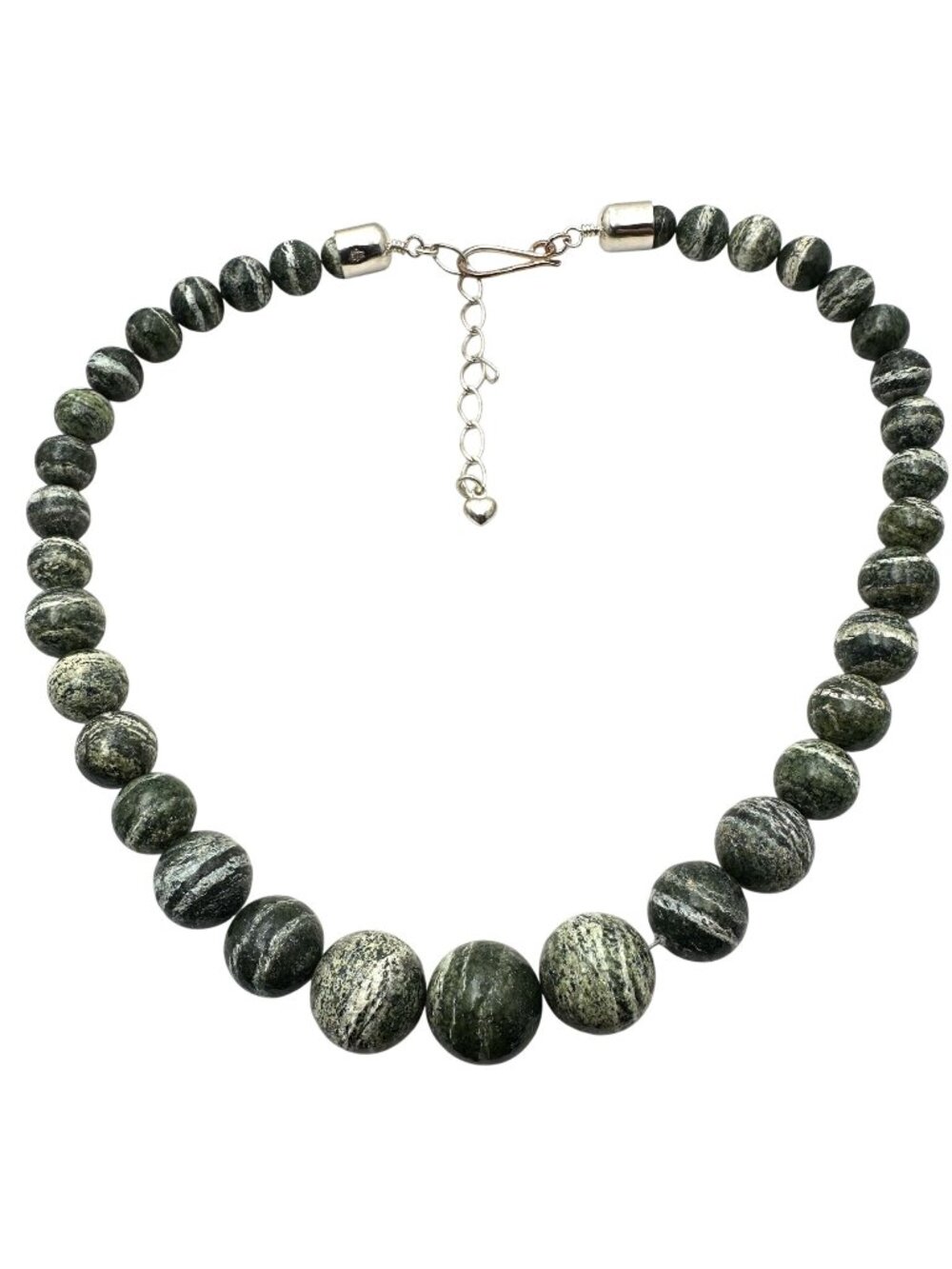 Jay King Necklace Mine Finds Green White Gemstone Sterling Silver Necklace 18"